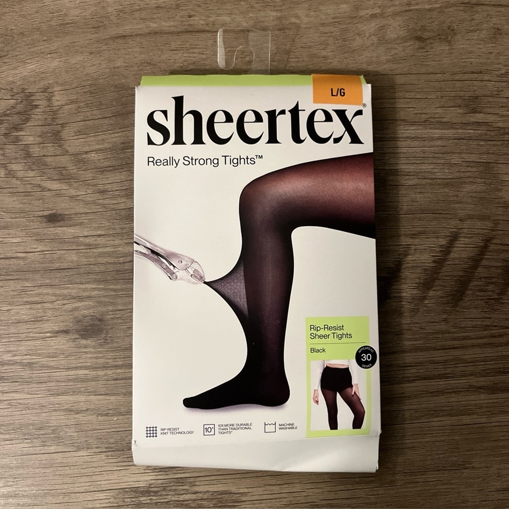 Sheertex Classic Sheer Rip-Resist Black Tights Size Lg